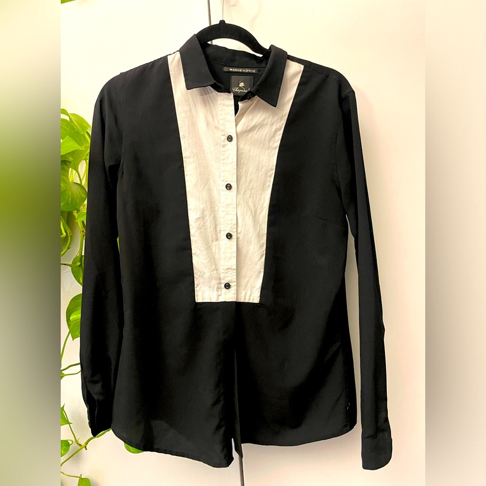 Maison Scotch & Soda black tuxedo shirt small